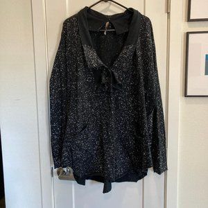 Cynthia Ashby Stellan cotton Jacket sweater black white speckles XL 1X cardigan